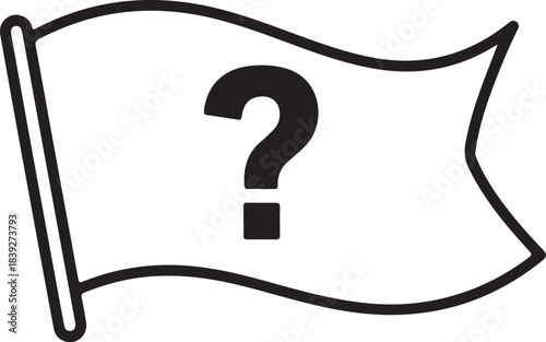 Mystery Flag Icon with Question Mark – Symbol of Unknown Identity, Inquiry, or Placeholder Concept