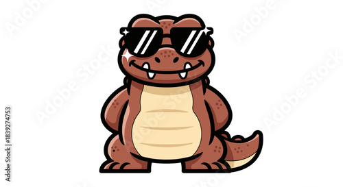Cool Cartoon Alligator Wearing Sunglasses Illustration.