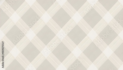 A seamless repeating pattern of a light beige and off-white diagonal plaid.