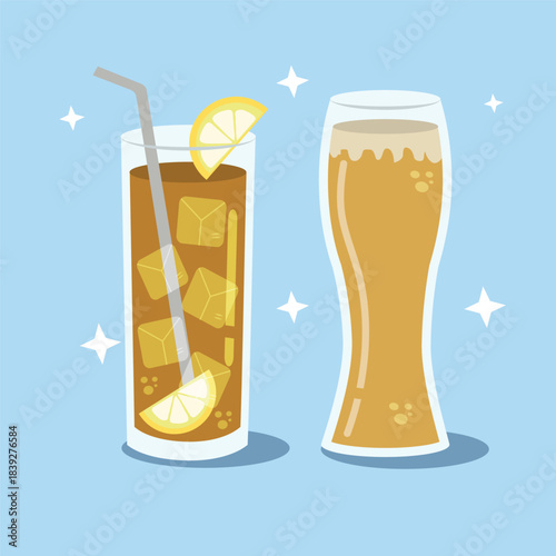 Refreshing Summer Drinks Iced Tea and Beer