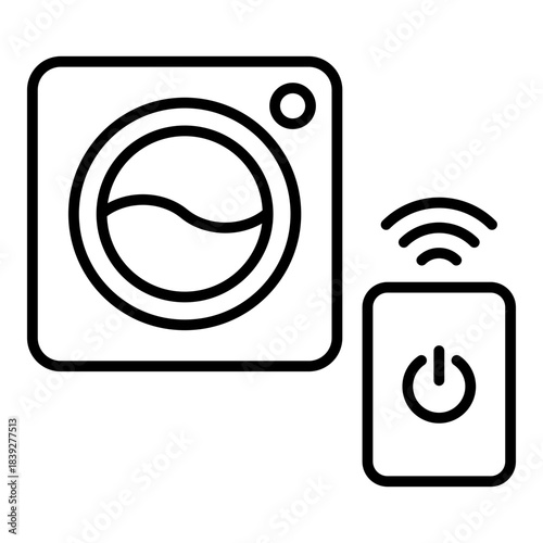 Smart Washing Machine Icon. Vector Line Icon