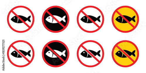 No fishing allowed symbol.  Fisherman Red Stop Circle Symbol. No fishing allowed symbol.