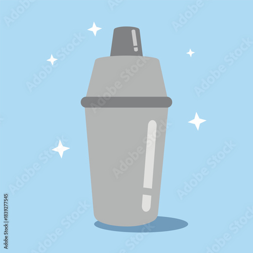 Shiny Cocktail Shaker on Blue Background