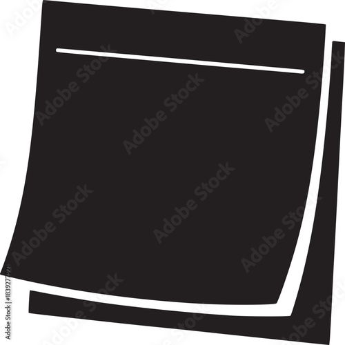 Silhouette of two sticky notes stacked with a line on the top one on a white background