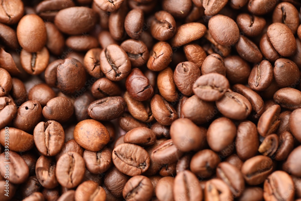 Naklejka premium Coffee bean background, roast grain close up