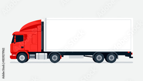 Red delivery truck in flat design for transportation concept  