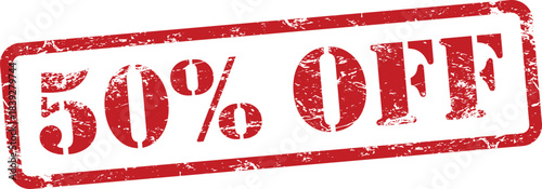 Red fifty percent off discount stamp