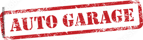 Red grungy auto garage rubber stamp seal