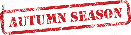 Autumn season rubber stamp  grungy red text