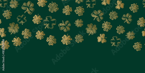 Hand-Drawn Gold Shamrock Pattern for St. Patrick's Day	
