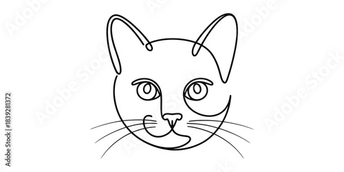 Continuous line cat face drawing