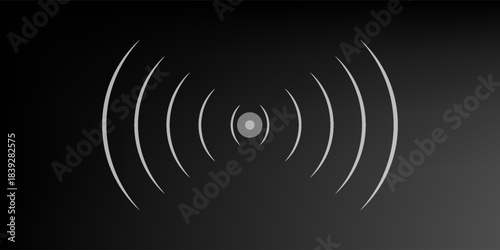 sensor waves set icon on grid transparent, ripple white color, sound wave light effect, radar and sonar digital technology, vector illustration