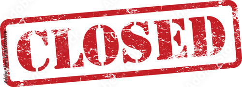 Red closed stamp sign with distressed texture