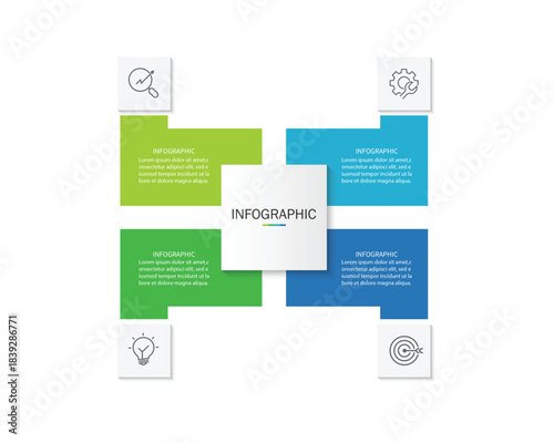 Vector Infographic label design template with icons and 4 options or steps. 