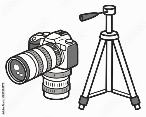 Digital camera and tripod illustration