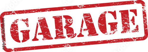 Red garage stamp on white background