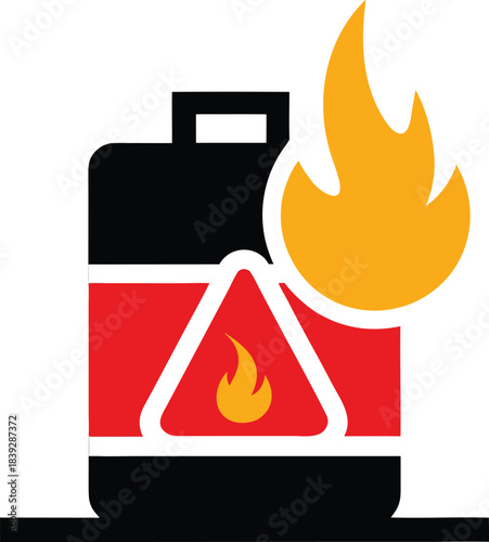 Fuel tank fire warning vector icon