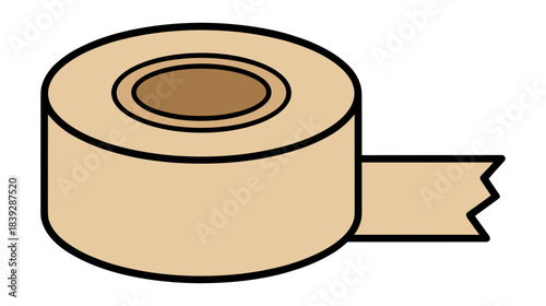 Roll of beige adhesive tape or medical bandage with exposed strip Isolated transparent background ( include cut-out PNG file )