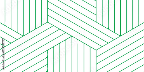 Geometric Green Pattern Background With Interlocking Striped Tiles for Modern Design.vector eps10