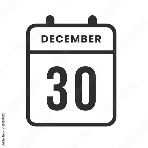 Tableau sur toile December 30 calendar icon for the thirtieth day, useful for planning, organizing schedules, setting reminders, and tracking deadlines