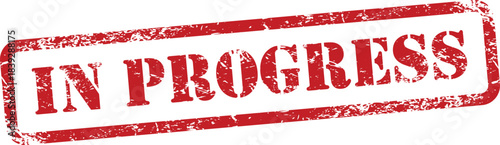 In Progress Red Grunge Rubber Stamp