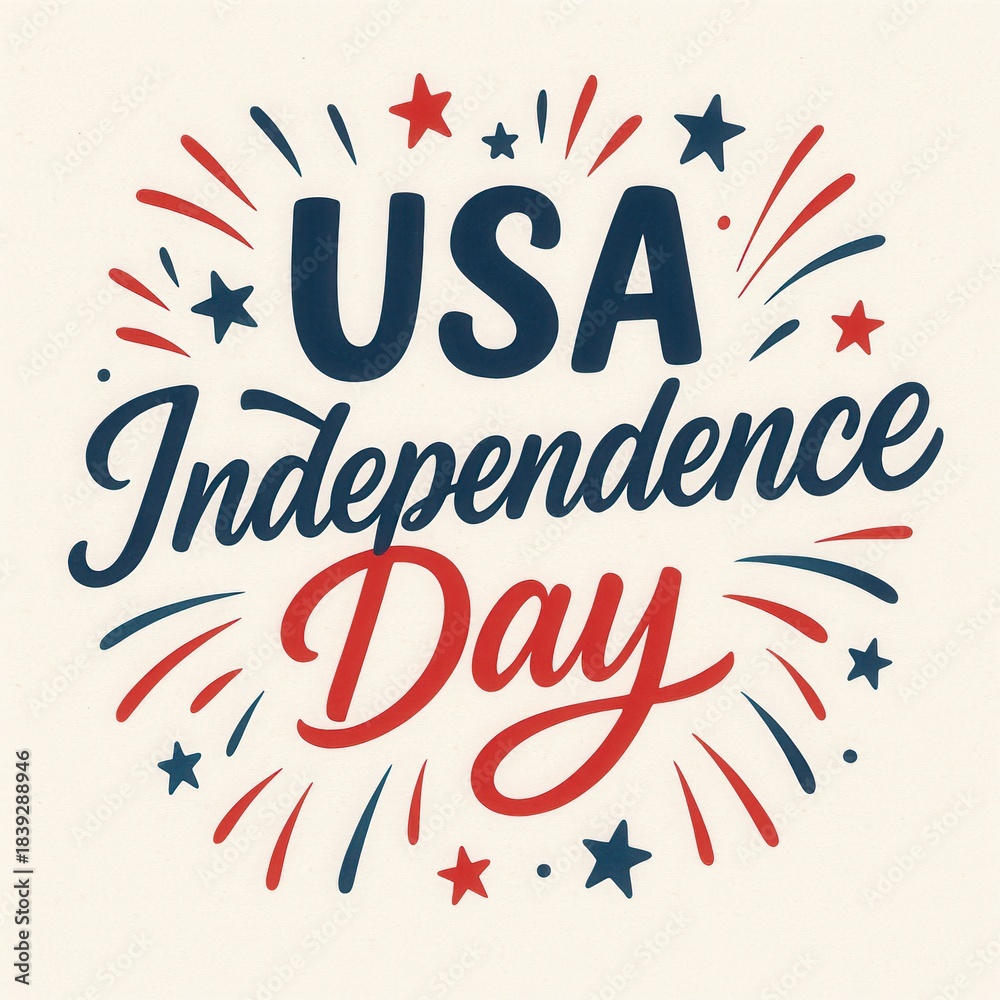 Obraz premium USA independence day lettering fireworks