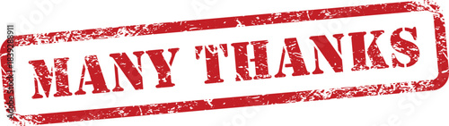 Grungy red stamp with many thanks text