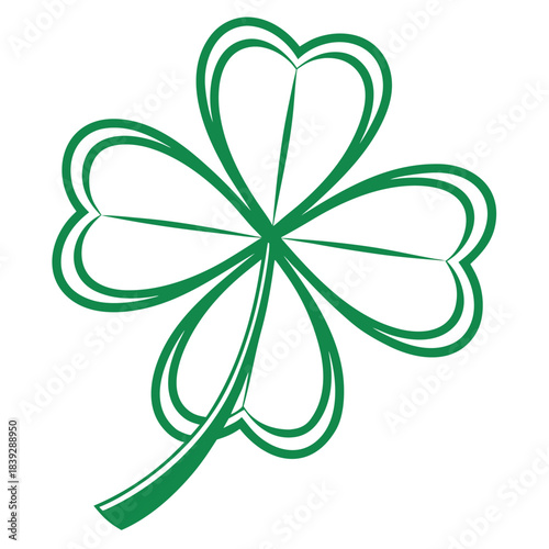 Double lined clover with four leaf displays good fortune and lucky charm