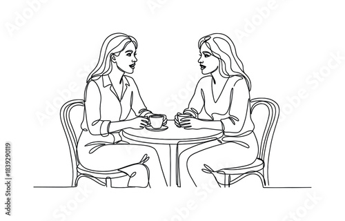 Job interview - vector modern simple one line design composition with recruiter and candidate isolated on transparent background