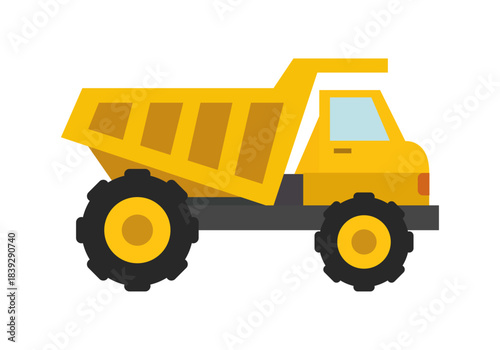 Camión volquete amarillo en fondo blanco
