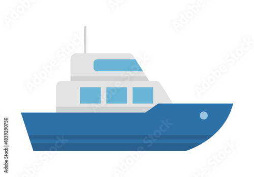 Barco azul y blanco en fondo blanco