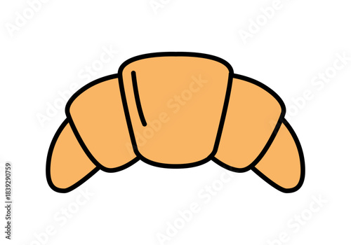 Croissant de trazo negro en fondo blanco