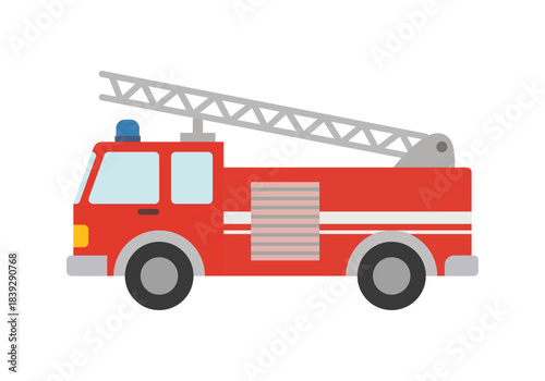 Camión de bomberos rojo en fondo blanco