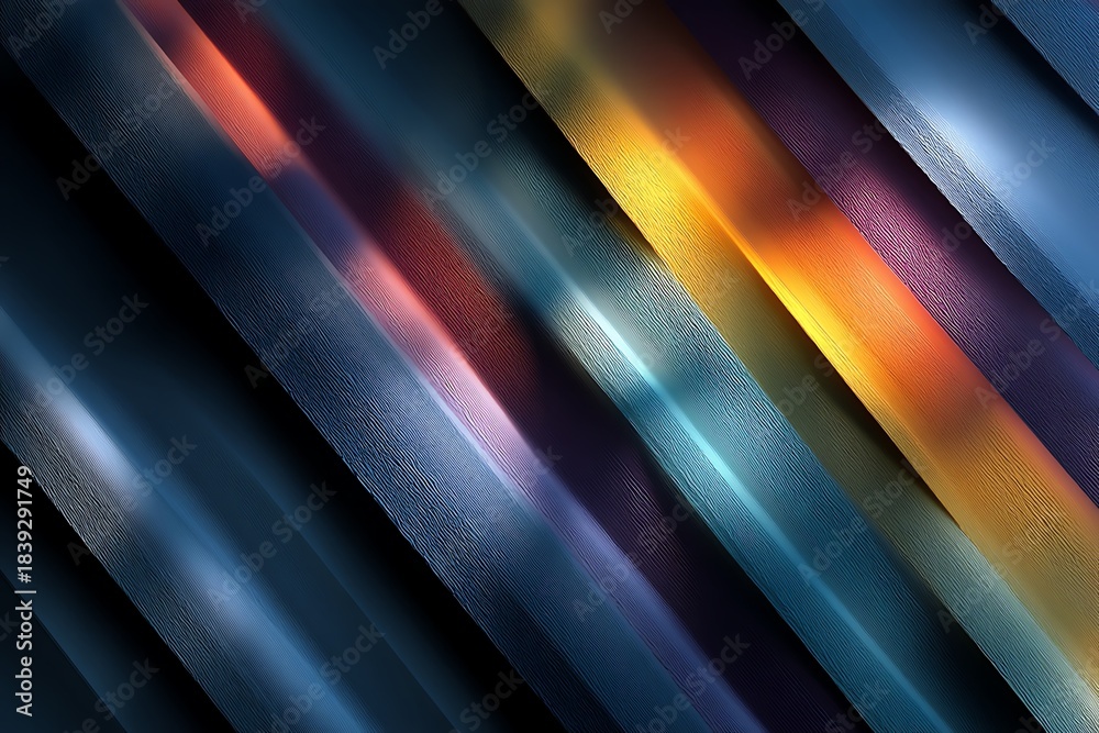 Fototapeta premium Diagonal textured stripes with colorful gradient light effects for modern background or design