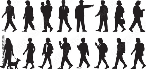 People in lines for digital model of architecture and urbanism. Vector illustration