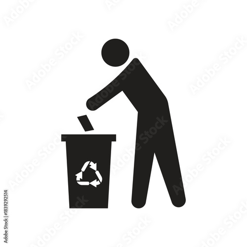 illustration of people throwing trash in its place. for logos or symbols and icons