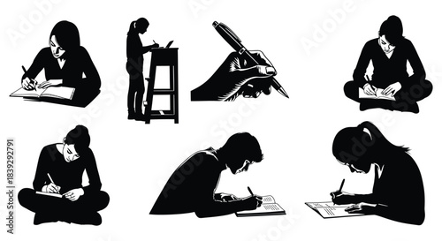 Silhouettes of  person working or performing tasks