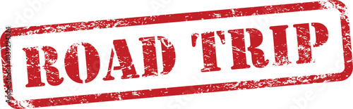 Red road trip text stamp