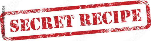 Secret Recipe Red Grunge Text Stamp in Rectangular Border