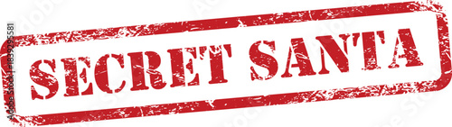 Secret Santa Red Grunge Text Stamp in Rectangular Border