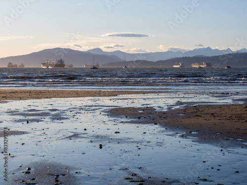 Low tide at Jericho beach at sunset, Vancouver BC, Canada
