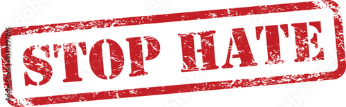 Stop Hate Red Grunge Text Stamp in Rectangular Border