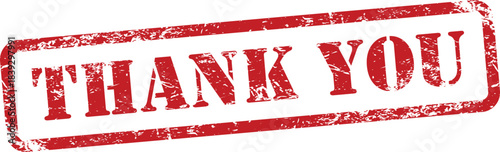 Thank You Red Grunge Text Stamp in Rectangular Border