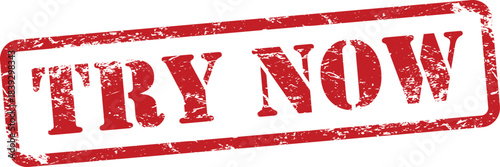 Try Now Red Grunge Text Stamp in Rectangular Border