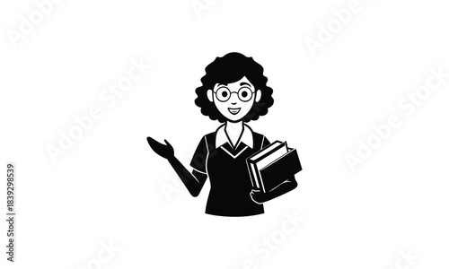 Female Teacher Working at Desk Silhouette