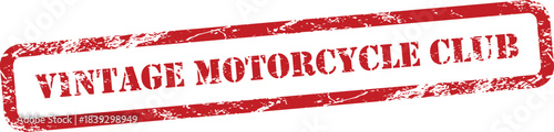 Vintage Motorcycle Club Red Grunge Text Stamp in Rectangular Border