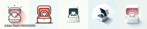 Ring box icon. Valentine's theme. Vector, minimalist, illustration, icon set.
