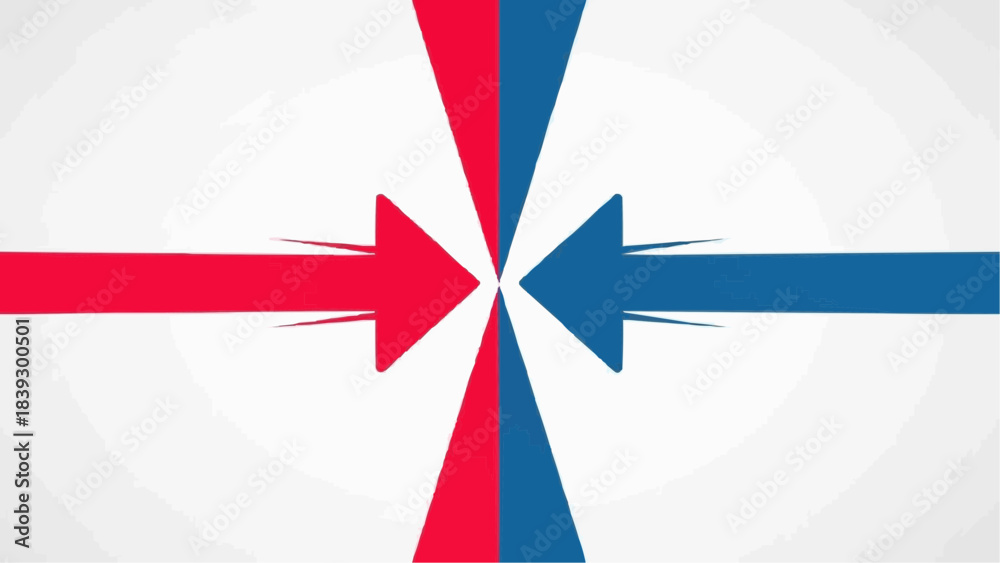 Obraz premium Opposing Arrows Illustration Featuring Red and Blue Directions in a Graphic Representation