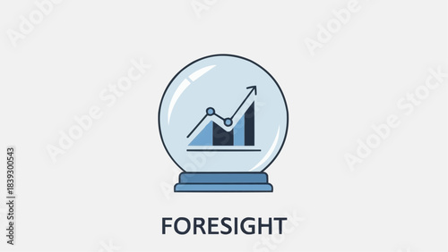 Crystal Ball Illustration Featuring Graph and Arrow Symbolizing Foresight and Business Growth Forecast