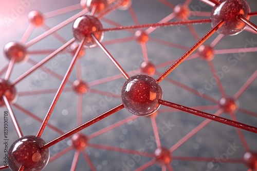 Red Molecular Structure: a visually striking representation of molecular bonds.